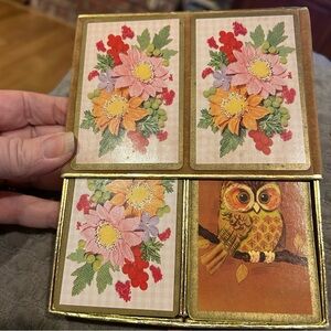 Vintage Congress Flowers And Owls Double Deck of Playing Cards